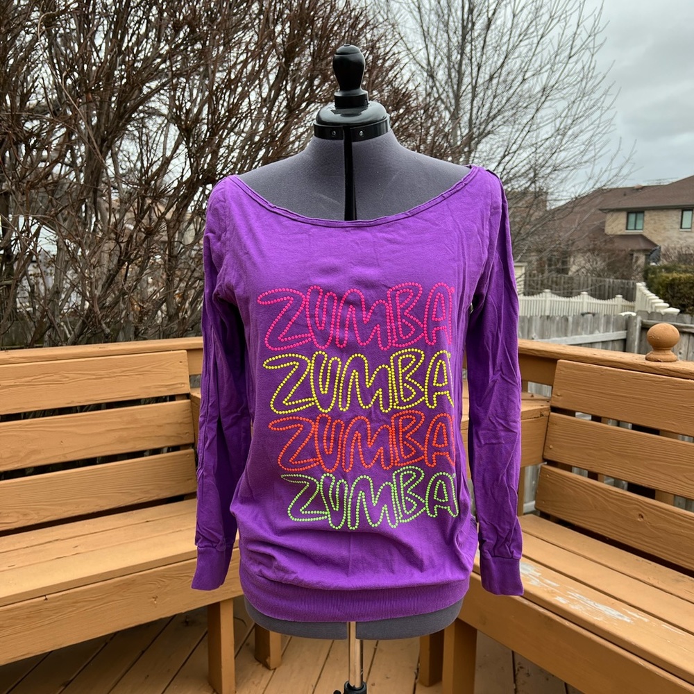 VINTAGE Zumba off the shoulder 3/4 sleeve top
